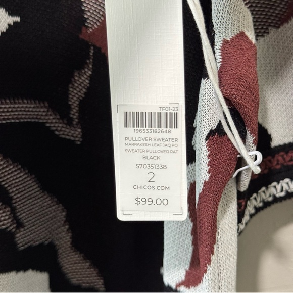 Chico's Marrakesh Leaf Jaquard Pullover Sweater NWT - Picture 7 of 8